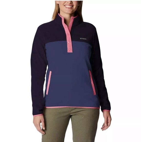 Columbia Ladies' Snap Fleece Pullover, Nocturnal Dark/Camellia Rose, S - Picture 1 of 4